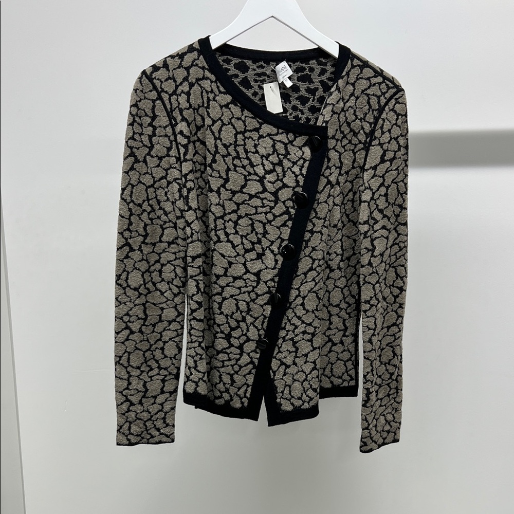 Armani Collezioni Black and Tan Patterned Cardigan